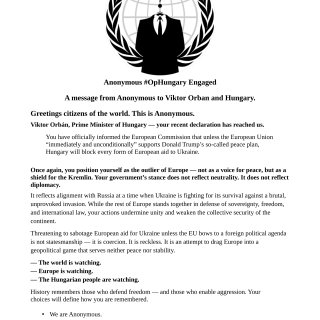 Anonymous #OpHungary Press Release